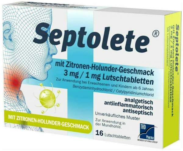 Septolete Zitronen-Holunder Geschmack 3 mg - 1mg 16 Lutschtabletten