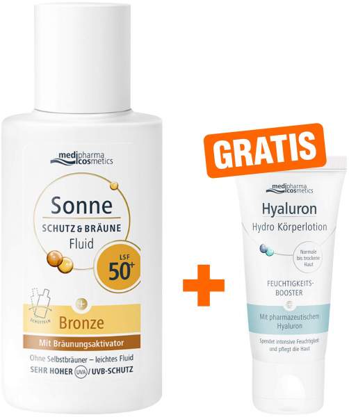 Medipharma cosmetics Sonne Schutz &amp; Bräune Fluid LSF 50+ 50 ml + gratis Hyaluron Hydro Lotion 30 ml