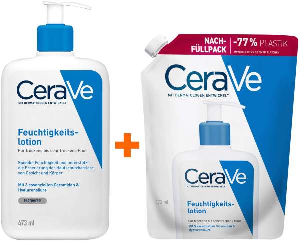 CeraVe Feuchtigkeitslotion 473 ml + CeraVe Feuchtigkeitslotion 473 ml Refill