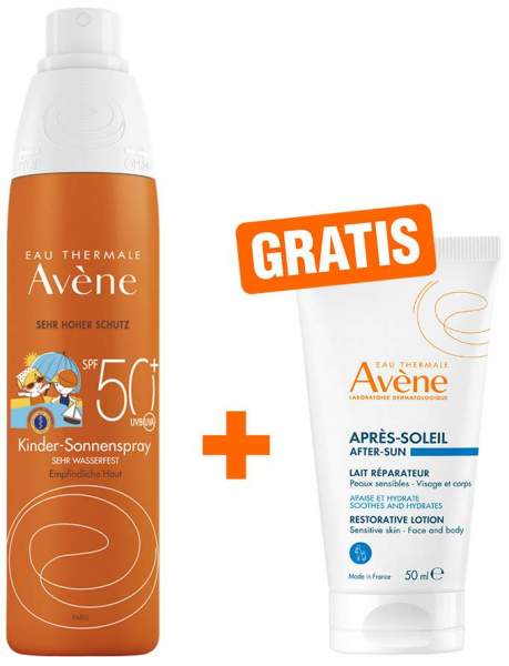 Avene Sunsitive Kinder Sonnenspray SPF 50+ 200 ml + gratis Repair Lotion 50 ml