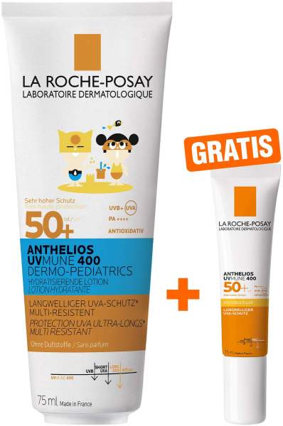 La Roche Posay Anthelios Dermo-Kids Hydratisierende Milch UVMune LSF50 75 ml + gratis Fluid UVMune 400 LSF 50+ 15ml