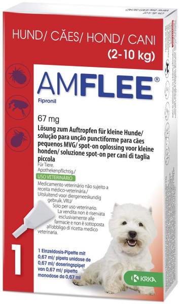 Amflee 67 mg Lösung zum Auftropfen Für Kleine Hunde 3 Pipetten