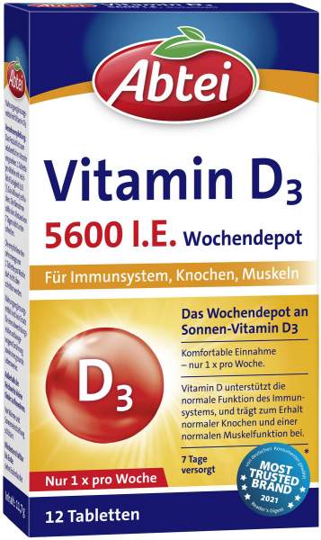 Abtei Vitamin D3 Wochendepot Pflanzlich 12 Kapseln