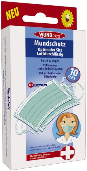 Mund-Nasen-Gesichtsmaske 3-lagig 10 Stück