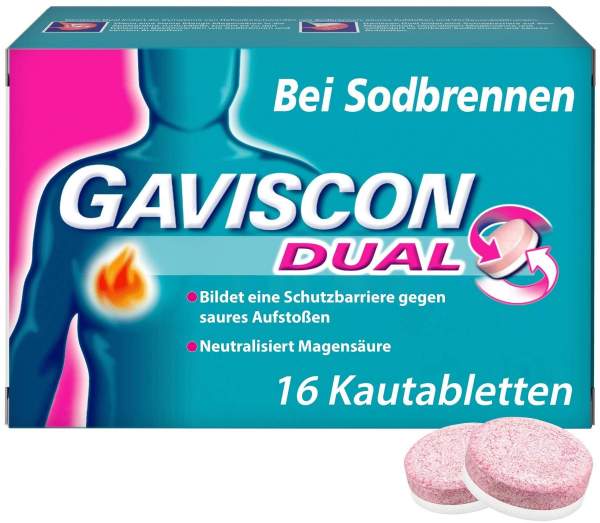 Gaviscon Dual 250 mg - 106,5 mg - 187,5 mg 16 Kautabletten