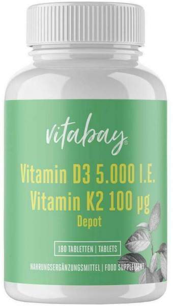 Vitamin D3 Depot 5000 I.E.+vitamin K2 7100 µg 180 Tabletten
