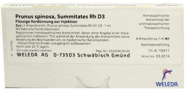 Weleda Prunus Spinosa Summitates Rh D3 8 X 1 ml Ampullen