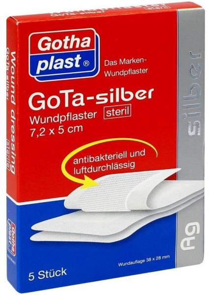 Gota Silber Wundpflaster 5 X 7,2 Steril 5 Pflaster