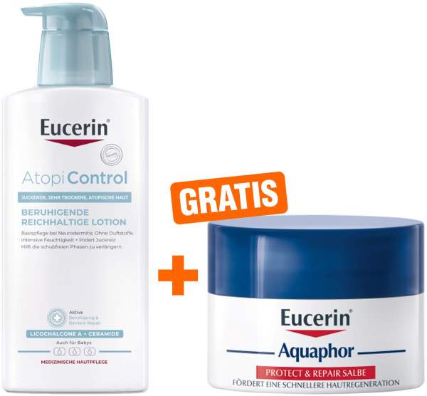 Eucerin AtopiControl Lotion 400ml + gratis Aquaphor Repair-Salbe 7 ml