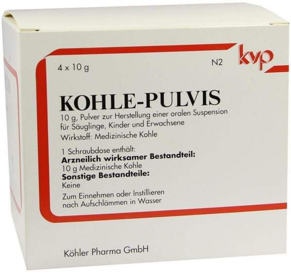 Kohle Pulvis Pulver 4 X 10 G