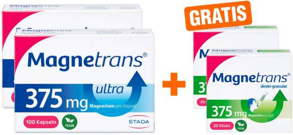 Magnetrans 375 mg ultra 2 x 100 Kapseln + gratis Magnetrans direkt 375 mg 2 x 20 Beutel