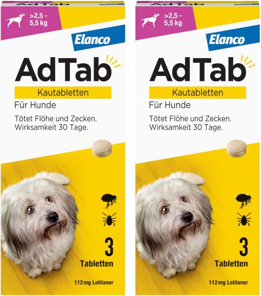 AdTab 112 mg für kleine Hunde (2,5-5,5 kg) 2 x 3 Kautabletten