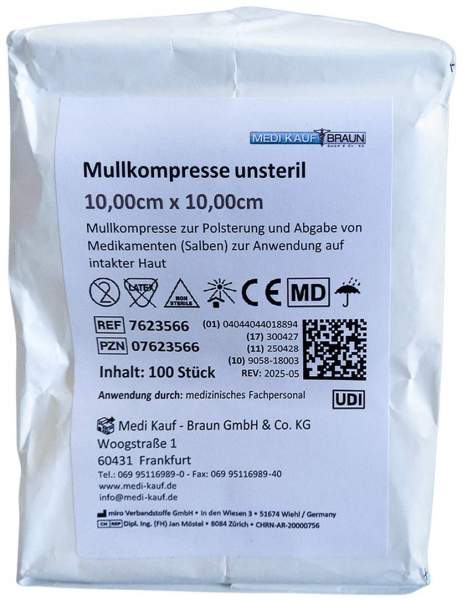 Mullkompressen 10x10 cm Unsteril 8fach