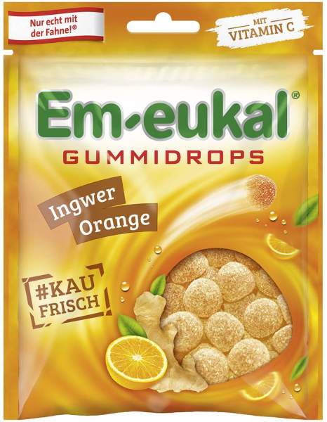 Em Eukal 90 G Gummidrops Ingwer Orange Zuckerhaltig