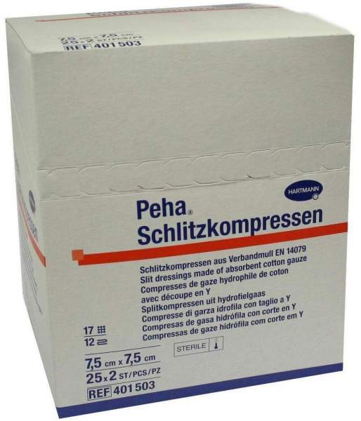 Peha Schlitzkompressen 7,5x7,5cm Steril