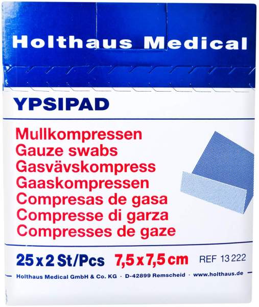 Mullkompressen Ypsipad 7,5 X 7,5 cm 8fach Steril 25 X 2 Kompressen