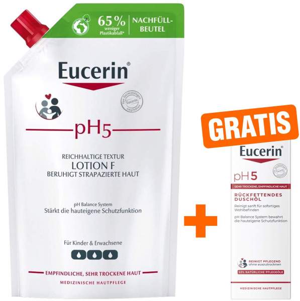 Eucerin pH5 Lotion F 400ml Nachfüllbeutel + gratis Duschöl 20 ml