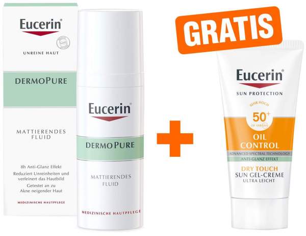 Eucerin DermoPure 50 ml mattierendes Fluid + gratis Sun Gel-Creme 50+ 20 ml Gesicht