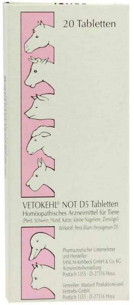 Vetokehl Not D5 vet. 20 Tabletten