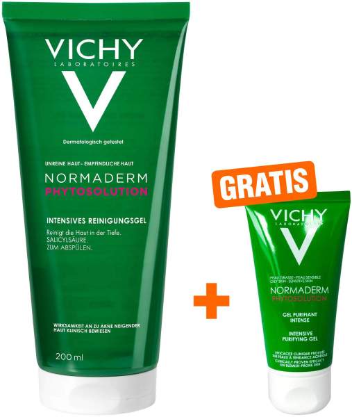 Vichy Normaderm Phytosolution Intensives Reinigungsgel 200 ml + gratis Reinigungsgel 50 ml