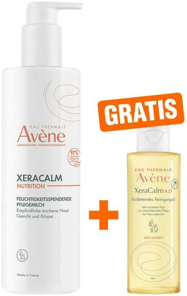 Avene XeraCalm Nutrition feuchtigkeitsspendende Pflegemilch 400 ml + gratis Reinigungsgel 100 ml