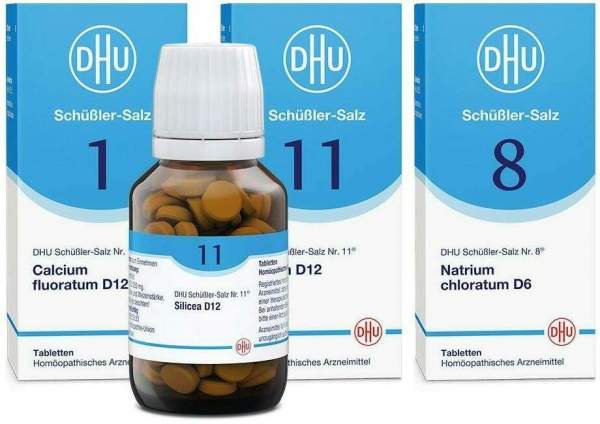 DHU Schüßler-Salze Kur mit dem Mineralsalz für Haare, Haut und Bindegewebe Nr. 1+8+11 3 x 200 Tabletten