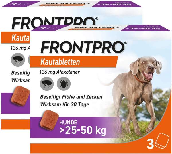 Frontpro 136 mg für Hunde 25-50 kg 2 x 3 Kautabletten