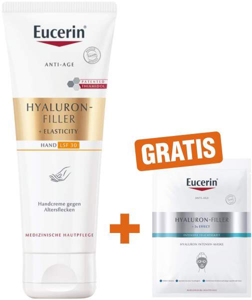 Eucerin Anti Age Hyaluron Filler + Elasticity Handcreme LSF30 75 ml + gratis Anti Age Hyaluron Filler Maske 1 Stück