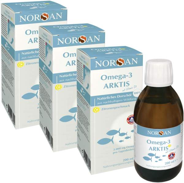 Norsan Omega-3 Arktis flüssig mit Vitamin D3 3 x 200 ml