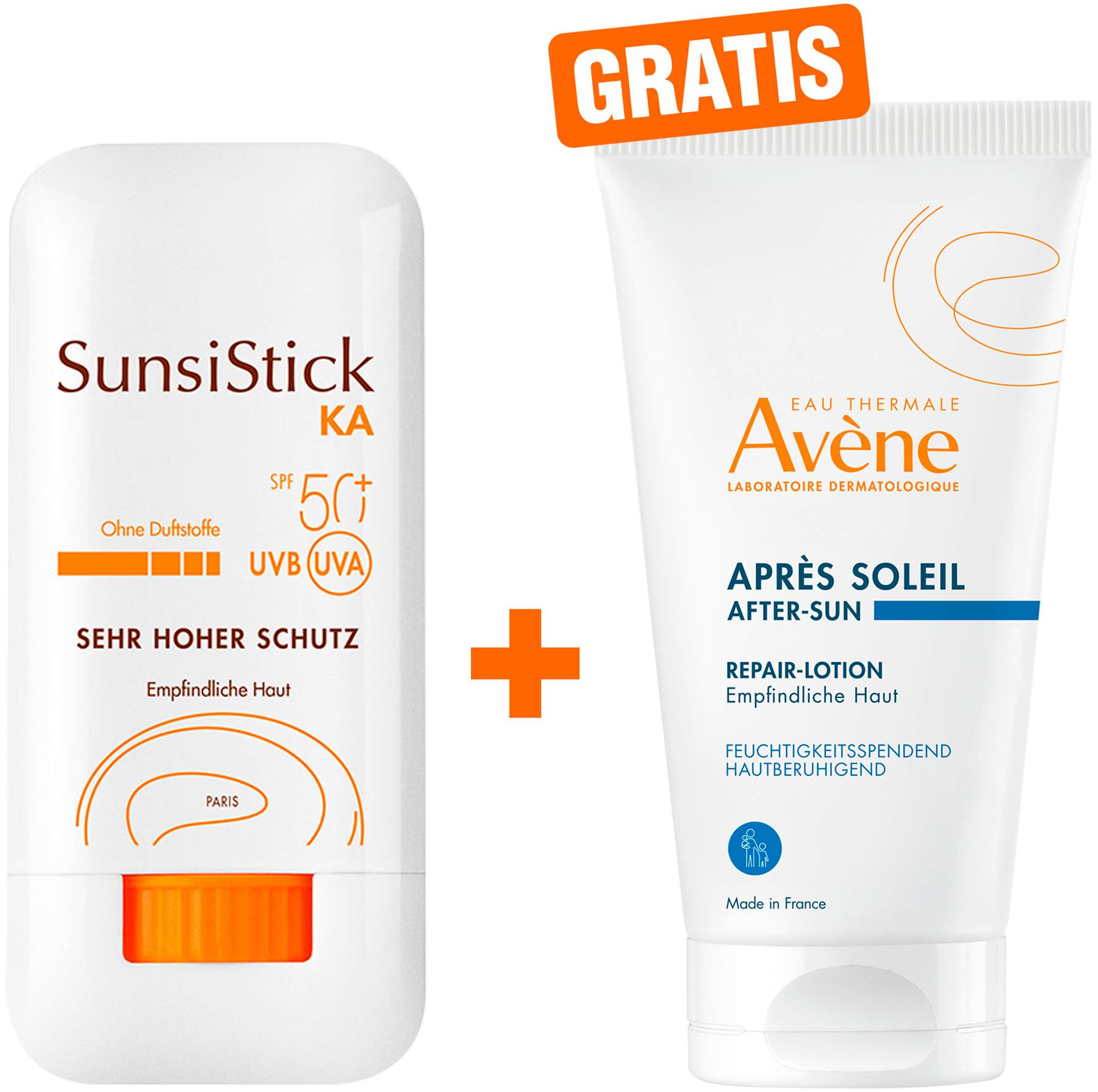 Avene SunsiStick KA SPF 50+ 20 g Stift + gratis Avene Repair - Lotion ...