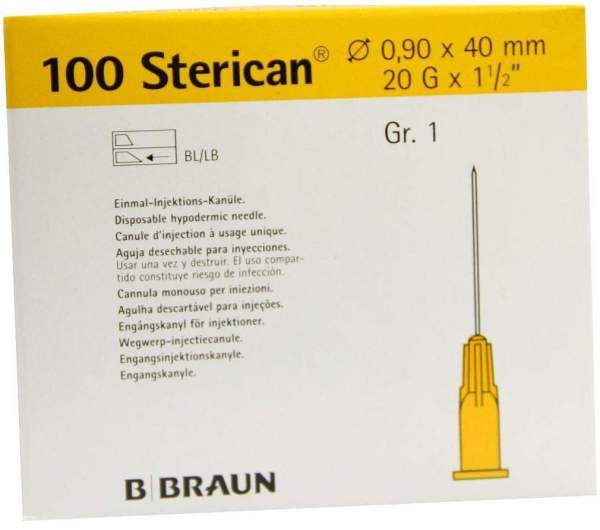 Sterican Kanülen Luer-Lock 0,90 X 40 mm Gr. 1 Gelb 100 Kanülen