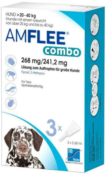 Amflee Combo 268 mg - 241,2 mg Lösung zum Auftropfen Für Hunde 20...