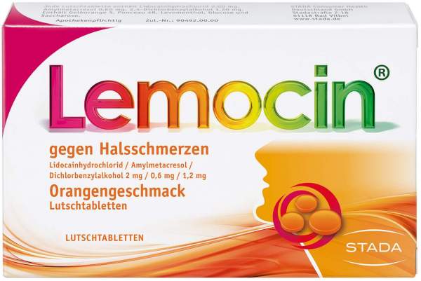 Lemocin gegen Halsschmerzen mit Orangengeschmack 24 Lutschtabletten
