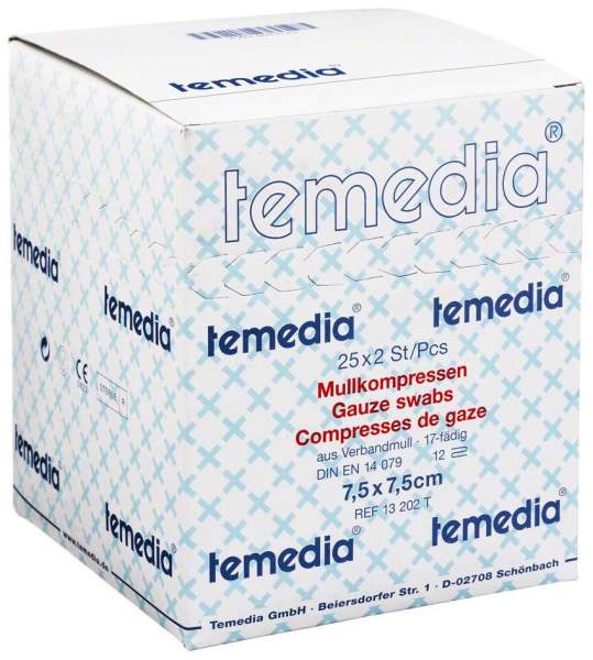 Mullkompressen 7,5 X 7,5 cm 12fach Steril 17fädig 50 Stück