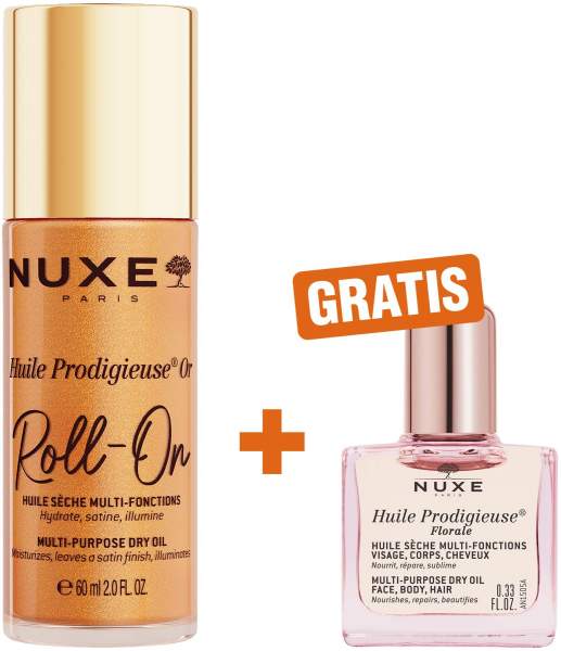 NUXE Huile Prodigieuse Or Roll-on 60 ml + gratis Huile Prodigieuse Florale 10 ml