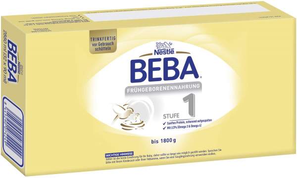 Nestle BEBA Frühgeborenen Nahrung Stufe 1 flüssig 32 x 90 ml
