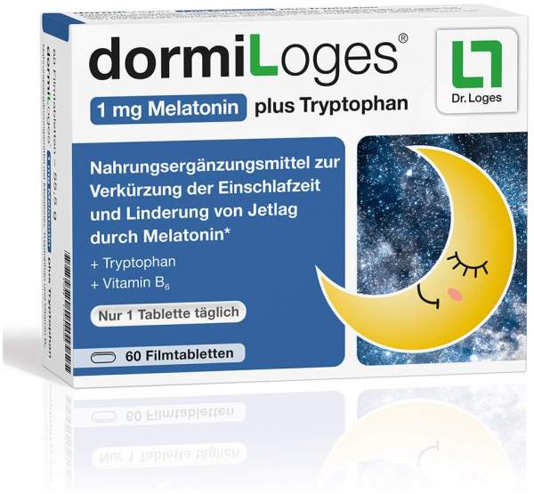 dormiLoges 1 mg Melatonin plus Tryptophan 60 Filmtabletten