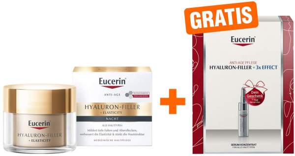 Eucerin Hyaluron Filler + Elasticity Nachtpflege 50 ml + gratis 7-Tage Serum-Kur 1 Ampulle