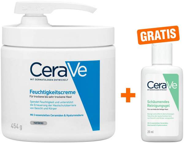 CeraVe Feuchtigkeitscreme Pumpe 454 g + gratis CeraVe Schäumendes Reinigungsgel 20 ml