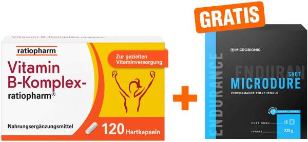 Vitamin B Komplex ratiopharm 120 Kapseln + gratis Microbionic Microdure Shot 15 Sachets
