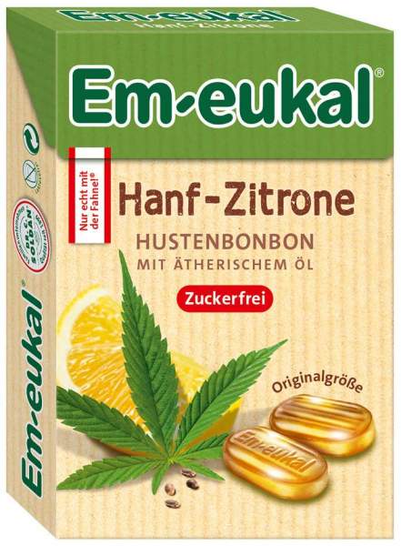 Em Eukal Hanf Zitrone Bonbons Box 50 G Zuckerfrei