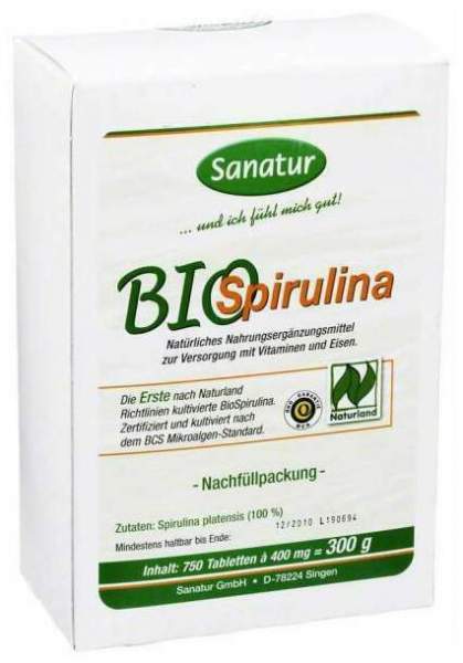 Biospirulina Mikroalgen 400 mg Tabletten Nachfüllpackung