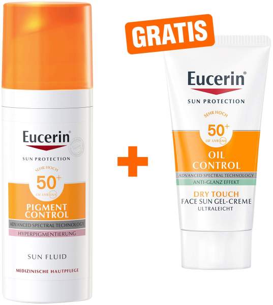 Eucerin Sun Pigment Control LSF50+ 50 ml Fluid + gratis Sun Gel-Creme Oil Control LSF50+ 20 ml
