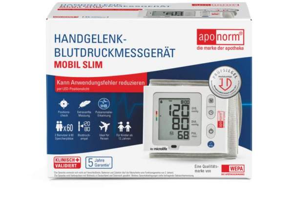 Aponorm Blutdruckmessgerät Mobil Slim Handgelenk 1 Stück