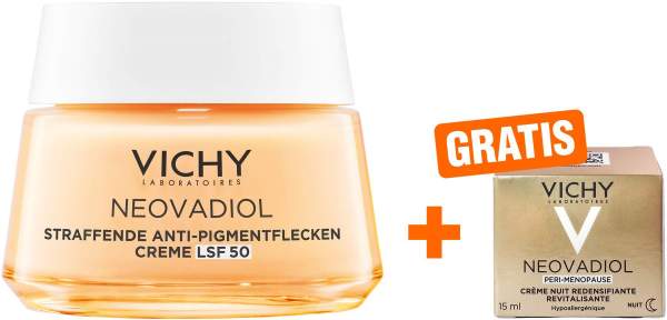 Vichy Neovadiol Anti-Pigment Creme LSF50 50 ml + gratis Nachtpflege in den Wechseljahren 15 ml