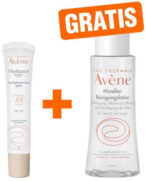 Avene Hydrance BB-LEICHT Feuchtigkeitsemulsion getönt SPF 30 40 ml + gratis Mizellen Reinigungslotion 100 ml
