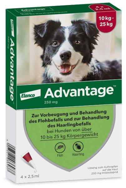 Advantage 250 Lösung für Hunde 10 - 25 kg 4 Einzeldosispipetten