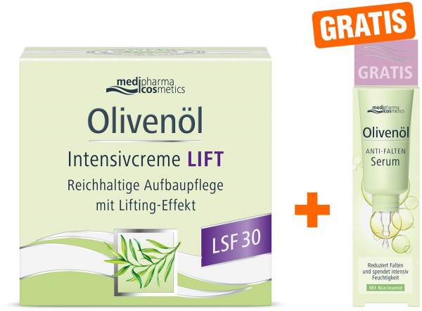 medipharma cosmetics Olivenöl Intensivcreme Lift LSF 30 50 ml + gratis Olivenöl Anti-Falten Serum 5 ml