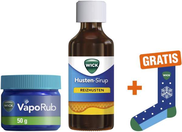 WICK VapoRub Erkältungssalbe 50 g + Wick Husten-Sirup gegen Reizhusten 180 ml + gratis Socken zu Wick