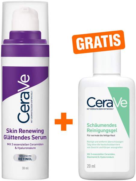Cerave Skin Renewing glättendes Serum 30 ml + gratis CeraVe schäumendes Reinigungsgel 20 ml